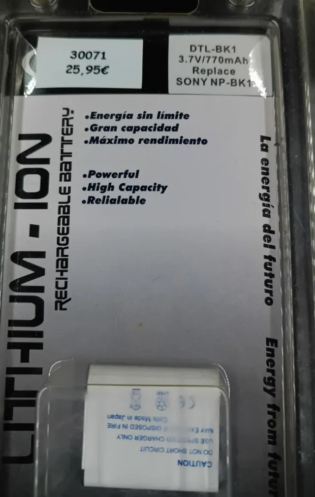 Batería NP BK1 3.6v para SONY