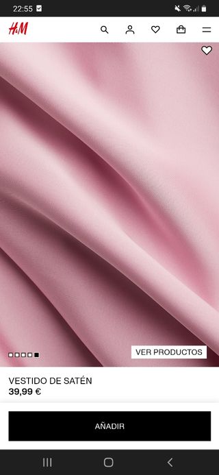 Vestido satén tacto seda xxl HyM rosa