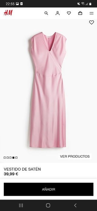 Vestido satén tacto seda xxl HyM rosa