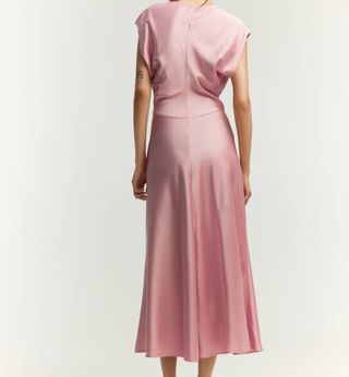 Vestido satén tacto seda xxl HyM rosa