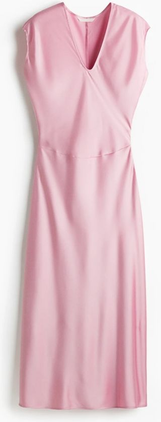 Vestido satén tacto seda xxl HyM rosa