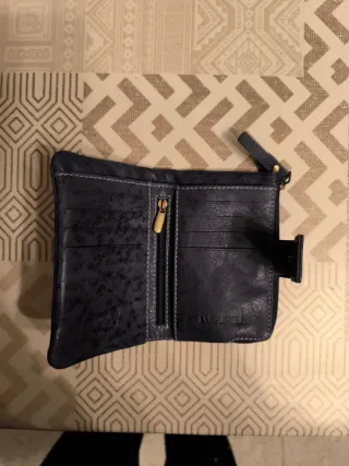 Cartera azul y gris  De piel