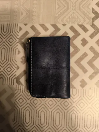 Cartera azul y gris  De piel