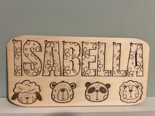 Puzzle lettere e animali in legno