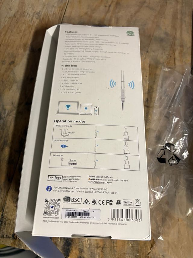 Wavlink AC600 Extensor Wi-Fi Exterior