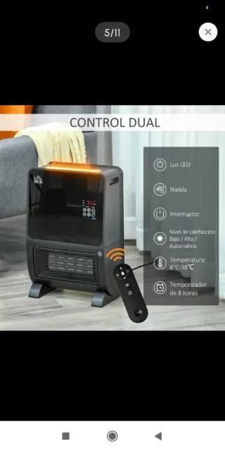 Calefactor Eléctrico + Humidificador 2000W