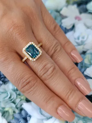 Anello Argento 925 Zircone Blu Placcato Oro