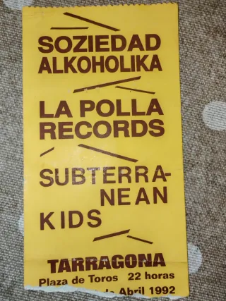 Entrada concierto Soziedad Alkoholika 1992