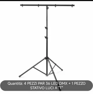 Stativo luci T + 4 faretti LED DMX