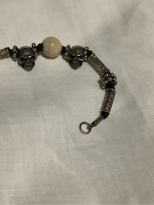 Parure Anello e Bracciale Teschio Nero Argento
