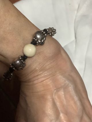 Parure Anello e Bracciale Teschio Nero Argento