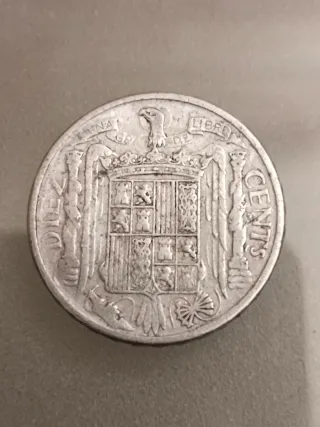 10 céntimos España 1945 error borde