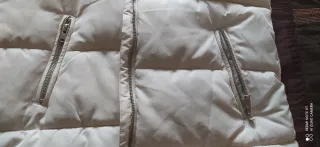 Chaleco largo beige con capucha