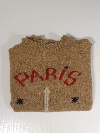 Jersey punto marrón París Torre Eiffel