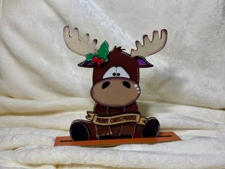 Placa Alce Madeira Natal Merry Christmoose