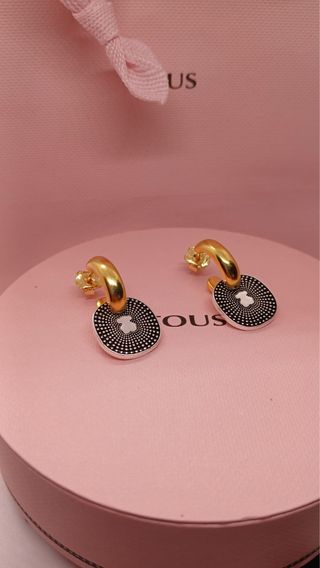 Pendientes Tous Oso Negro y Dorado