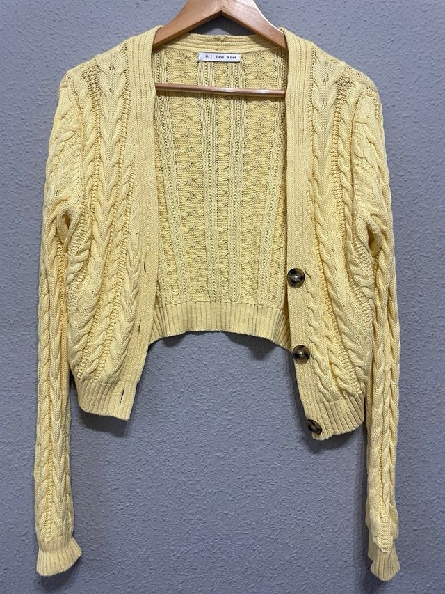 Conjunto cárdigan y top algodón amarillo