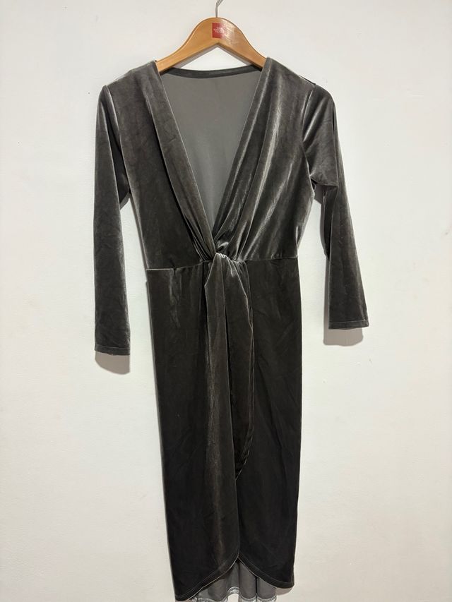 Vestido Mariquita Trasquilá terciopelo gris T40-42
