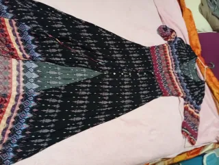 Vestido largo y corto estampado étnico M