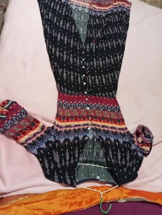 Vestido largo y corto estampado étnico M