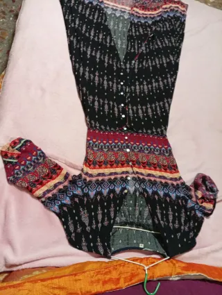 Vestido largo y corto estampado étnico M