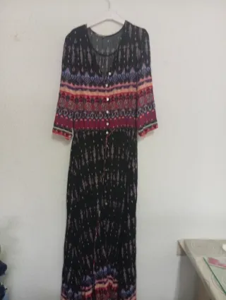 Vestido largo y corto estampado étnico M