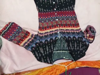 Vestido largo y corto estampado étnico M