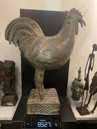 Figura Gallo Arte Africano Bronce