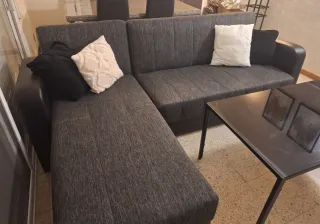 Sofá Cama Gris y Negro