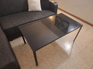 Mesa de centro cristal y metal