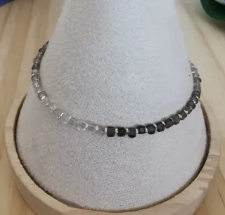 Pulsera Plata y Cuarzo Ahumado Natural.