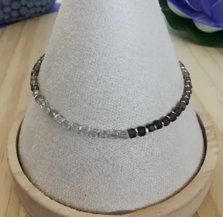 Pulsera Plata y Cuarzo Ahumado Natural.