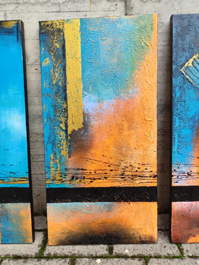 Trittico acrilico su legno