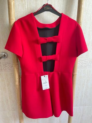 Mono Zara Rojo Lazos Espalda Talla L