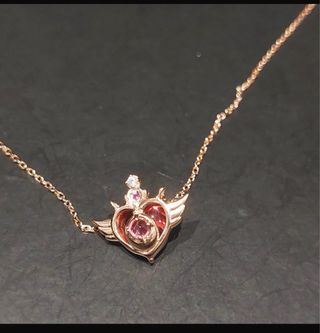 Collar Corazón Alado Oro Rosa y Rosa