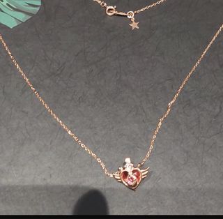 Collar Corazón Alado Oro Rosa y Rosa