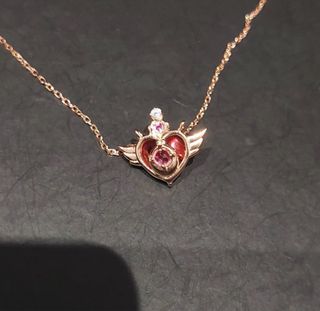 Collar Corazón Alado Oro Rosa y Rosa