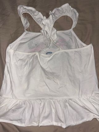 Camisa niña, blanca con volantes y flamenco