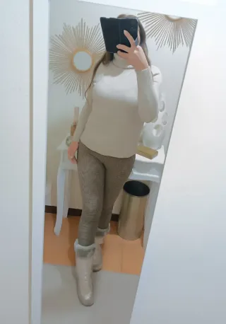 Pantaloni skinny donna marrone beige quadretti