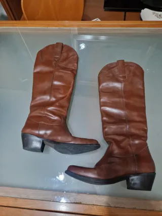 Stivali Alti Marroni in Pelle