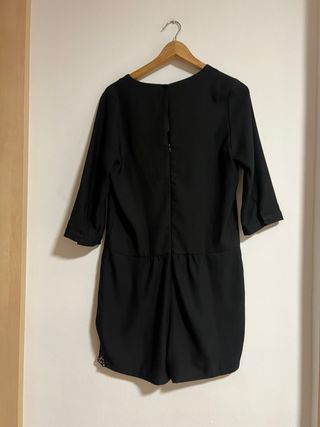 Mono corto negro mujer manga 3/4