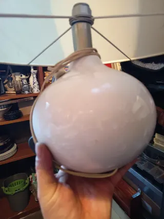 Lampada con paralume e base in vetro