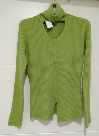 Jersey verde cuello alto mujer talla S/M