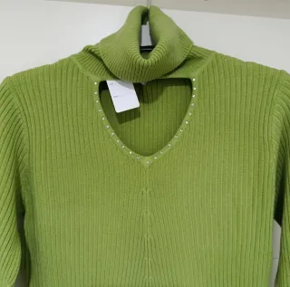Jersey verde cuello alto mujer talla S/M