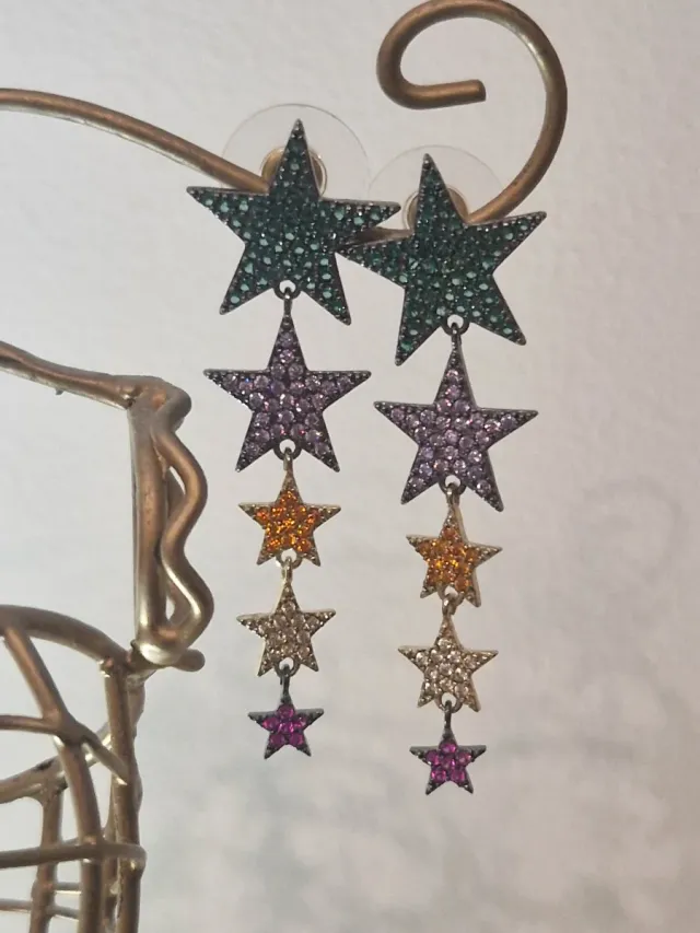 Pendientes Parfois estrellas verdes y morados