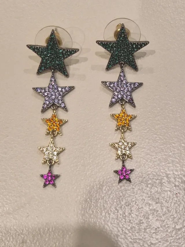 Pendientes Parfois estrellas verdes y morados