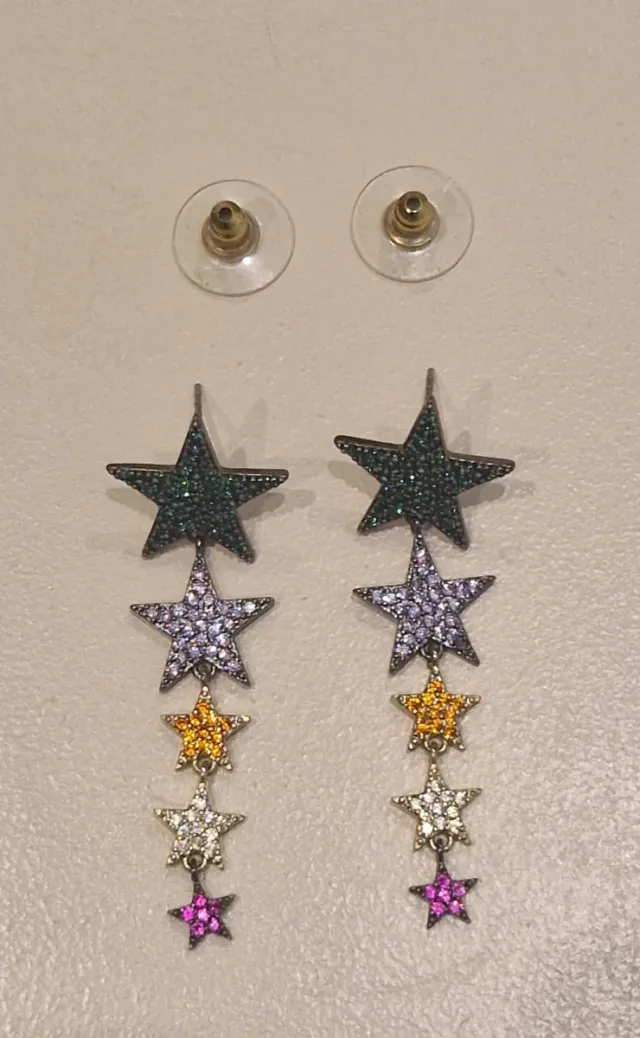 Pendientes Parfois estrellas verdes y morados