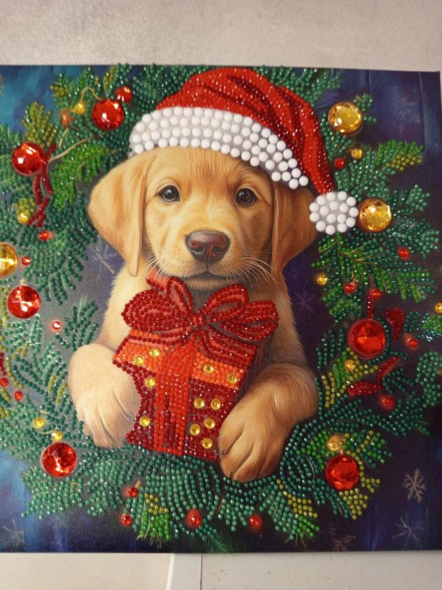 Tela Diamond Painting Natale Cane