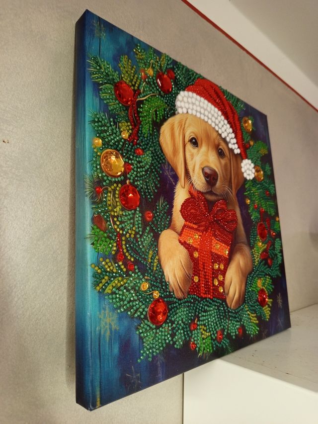Tela Diamond Painting Natale Cane