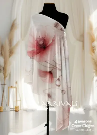 Pañuelo Crepe Chiffon Estampado Flores